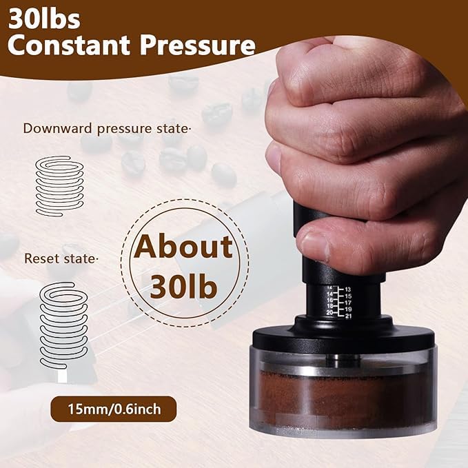 Image of KOFIHAUS Adjustable Coffee Distributor & Tamper 2-in-1 - 58mm Espresso Leveler Tool with Depth Scale - Stainless Steel Base for Consistent Tamping & Perfect Espresso Extraction
