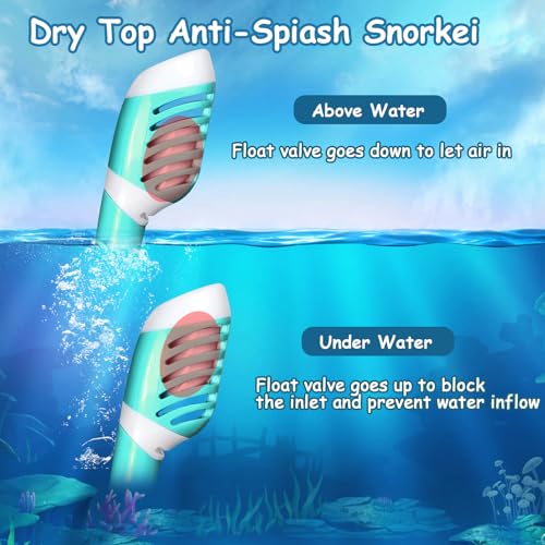 Vvinca Kids Snorkel Set For Age 4-14 - Dry Top Snorkeling Gear For Kids Junior & Youth - Childs Diving Mask With Big Eyes For Boys Girls thumb #5