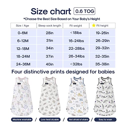 Domiamia Summer Baby Sleep Sack Ultra Breathable Soft Bamboo & Cotton 0.6 Tog Toddler Sleeping Sack 2T Dryable Lightweight Muslin Wearable Blanket 18-24 Months Sleep 2-Way Zipper Easy Change #TOP5