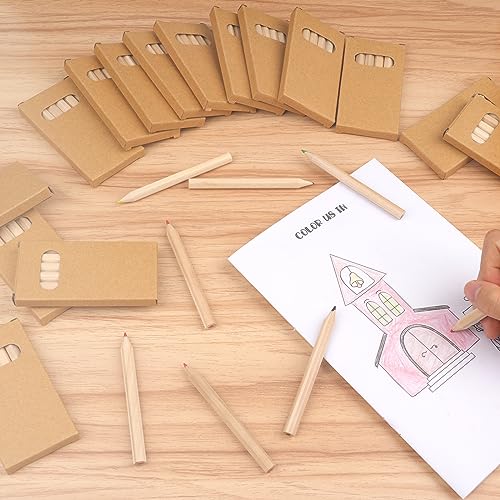Svalor 50 Packungen Buntstifte-Set mit je 6 Buntstiften, 300 Mini Buntstift Mehrfarbig Holzstifte im Kartonetui, Buntstifte für Kinder Kunst Zeichnung, Skizzieren und Färbung