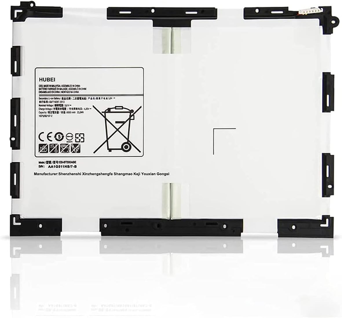 EB-BT550ABE EB-BT550ABA EB-BT550 AA1G511HS/7-B Tablet Battery Replacement for Samsung Galaxy Tab A 9.7" SM-T550 SM-P550(WiFi) SM-T555 SM-P555(3G, 4G/LTE&WiFi) SM-T555C SM-P351 (3.8V 22.8Wh 6000mAh)