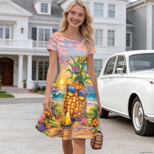 Image of Forchrinse Native Aztec Style Black White Geometric Women's Midi Dress Casual Long Dress Round Neck Swing Dress