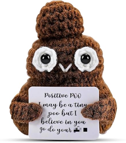 CAREOR Positive Poo, Mini muñeca de punto Positive Poo de ganchillo, apoyo emocional, inspirador, motivacional, regalo de aliento, decoración de fiesta (castaño)