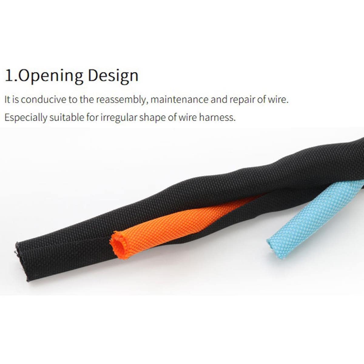 1/5M Manchon tressé extensible à fermeture automatique Dia 5 8 10 13 16 19 25 30 mm Harnais de protection de câble Enveloppe de fil en nylon-Bleu ciel, 38 mm, 5 mètres