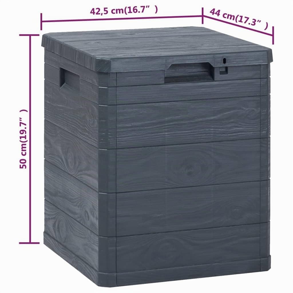 42,5x44x50 cm Garten Aufbewahrungsbox 90 L Gartentruhe Auflagenbox Kissenbox Box mit Deckel Outdoor Gartenboxen Abschließbare Box Storage Boxes Gartenschrank Anthrazit Kunststoff Holzoptik