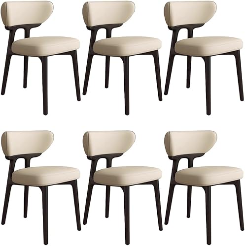Miniatura 45 de YVYKFZD Sillas de comedor de madera maciza, juego de sillas de cocina sin brazos, silla de comedor con respaldo curvo, silla tapizada de cuero, para