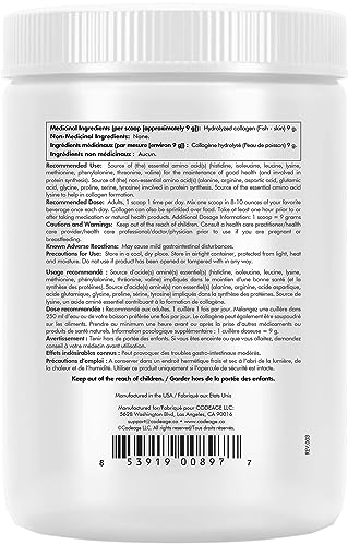 Codeage Marine Collagen Powder - Wild-Caught Hydrolyzed Fish Collagen Peptides - Type 1 & 3 Collagen Protein Supplement - Amino Acids for Skin, Hair, Nails - Paleo Friendly, Non-GMO, 270 g - Image 3