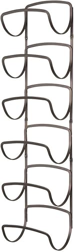 Miniatura 9 de mDesign Organizador de almacenamiento de botellas de vino de metal decorativo moderno - Diseño de 6 niveles - Montaje en pared - Bronce