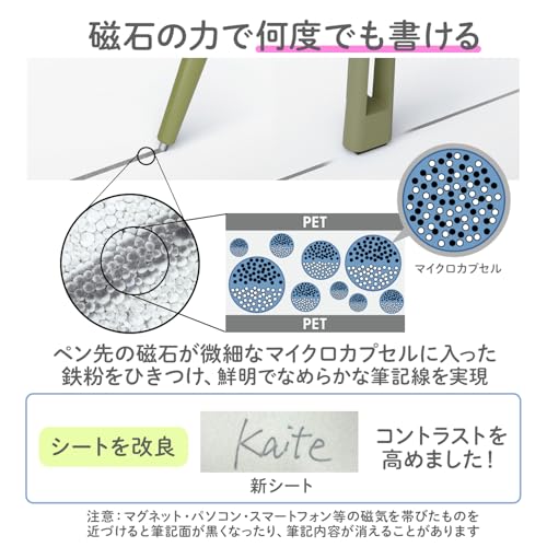 プラス メモパッド ノート メモ帳 繰り返し エコ文具 ペーパーレス ビジネス カイテ Kaiteメモ 90 × 90 ​ オリーブグリーン​ 【25年版】KM-0909A-GR​ 538-254​