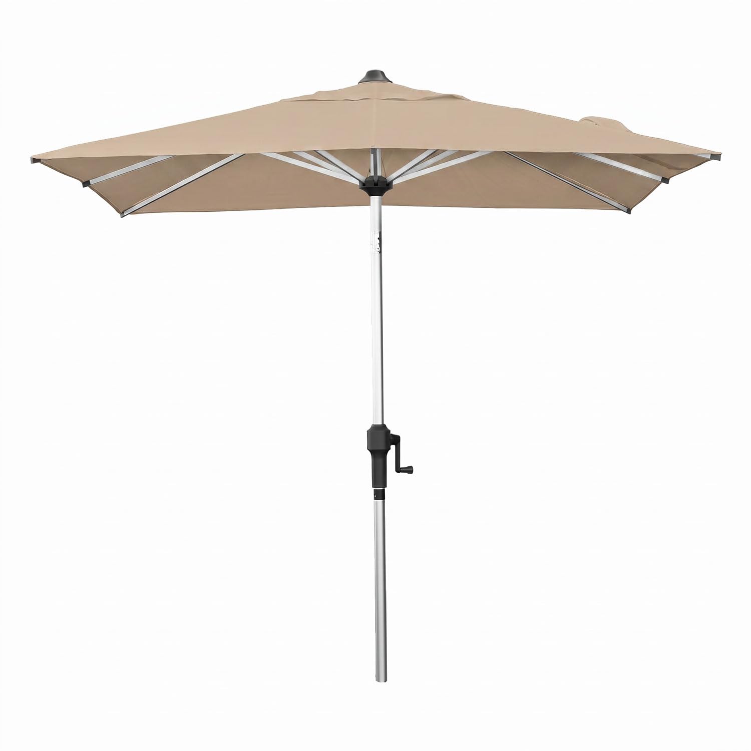 anndora Aluminium Sonnenschirm 2 x 2 m quadratisch - Sonnenschirm mit Kurbelsystem für Balkon, Garten Terrasse