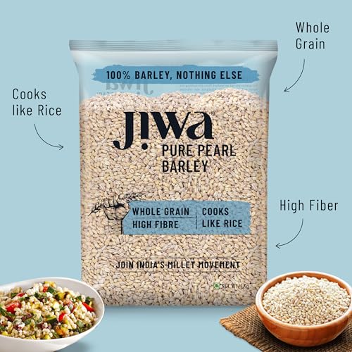 Image of Jiwa Pure Pearl Barley | Cooks Like Rice | Jav /Jau | | High Fiber | Whole Grain | 1 Kg (Pack of 5)