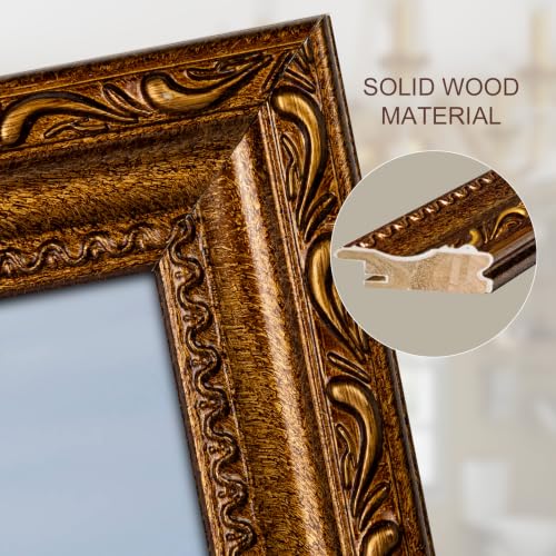 Image of 13x19 Picture Frame Gold Wood Vintage Picture Frame Ornate | Real Glass, Easy Photo Changes, Wall Hanging