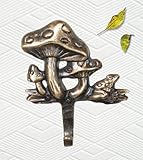 Set of 6 Pieces/Decorative Solid Brass Mushrooms with a Frog - Wall Hanger/Wall Hook/Key Hook