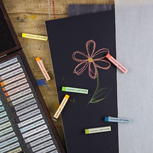 Colour Block 100Pc Soft Pastels & Drawing Pad, Black Pastel Paper, Square Color Chalk Painting Set, Sketch Book, Art Supply For Professional Artists, Beginners, Kids, Students, Adults #TOP5