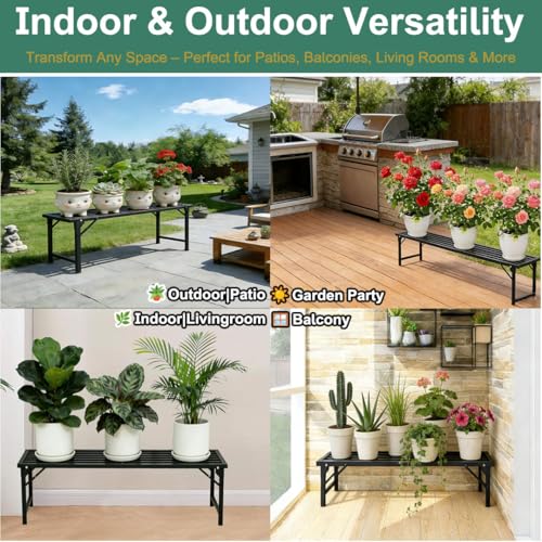 Foldable Iron Plant Stand - Heavy Duty, Rustproof, No Assembly Required