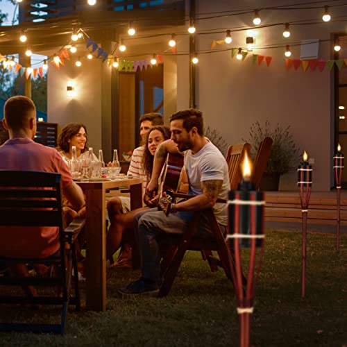 Torche Jardin Bambou - Éclairage Extérieur sans Électricité de 90 cm Rose