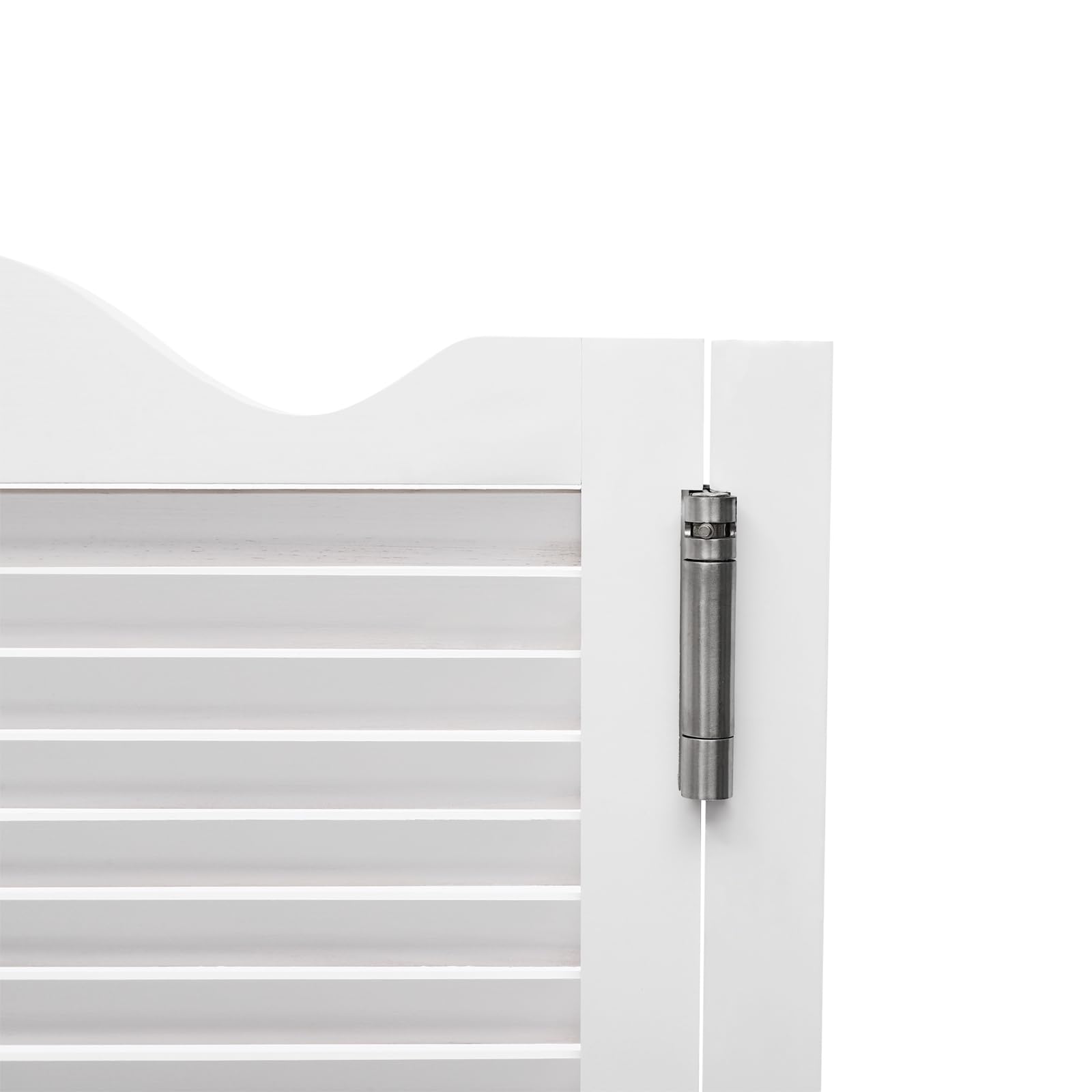 Porte Battante Double Oscillante 107x76cm, Séparateur d'Espace en Bois de Pin et Aluminium Blanc avec Charnières, pour Cuisine, Couloir, Bar et Café, Facile à Installer