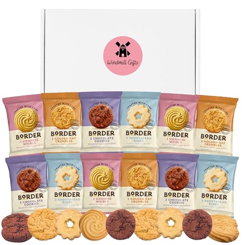 Border Biscuits Gift Set Bundle With x12 Individually Wrapped Biscuit Twin Packs (24 Biscuits) Biscuit Hamper Gift Box Assorted Variety for Birthday Thank You or Tea Lovers