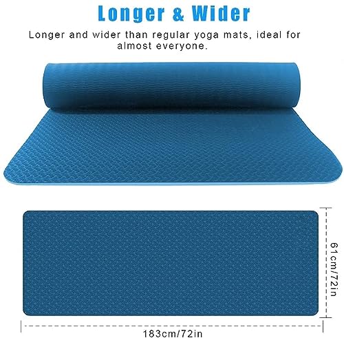 Image of Bodylastics Yoga Mat for Men and Women with Carry Bag TPE 6ft x 2ft x 6mm Large Size Anti Slip & Anti Tear Workout Mat