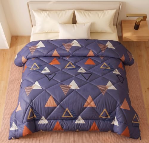 Image of HOMEKART 220 GSM Reversible Microfiber AC Comforter /Duvets for Mild Winter | All Season King Size 3 Layered Quilted Blanket for Double Bed (220 cm x 240 cm,Light Purple