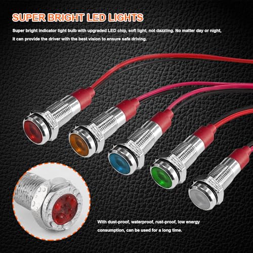 5PCS 6MM Lámpara Indicadora LED Amarilla 12-24V miniatura 4