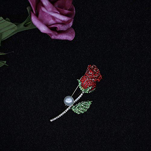 Image of Created Crystal Brooch Crystal Rhinestone Rose Flower Fashion Pin Gift Women Girls Rose Gold