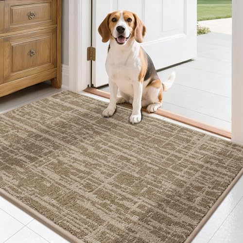 COSY HOMEER-Door-Mat Dirt Trapper Entryway Rugs 24"x36" Non Slip Washable Entrance Mats Absorbent Welcome Mat Low Profile Dog Door Mats for Front Back Doomats and Wet Shoes,Taupe Taupe 2' x