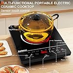 Karinear Portable Electric Cooktop, Electric Stove Single Burner Ceramic Cooktop with Touch Control, Child Safety Lock, Timer, Residual Heat Indicator, Overheat Protection, 1800W 110V Infrared Burner - Image 2