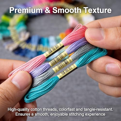 36 ColorsEmbroidery Thread Floss, 100% Long-Staple Cotton Cross Stitch Thread - Colorfast Sewing Thread for Hand Embroidery, Friendship Bracelets, DIY Crafts, Crochet Kit Supplies - 5