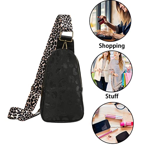 Mzjeaziany Women Chest Bag Sling Bag Small Crossbody Pu Leather Satchel Daypack Shoulder Backpack For Traveling Hiking…（Black-Mati-S） #TOP2