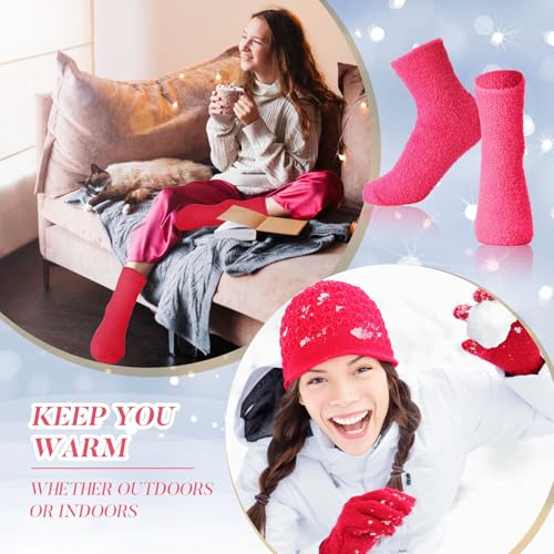 Image of Handepo 60 Pairs Women Fuzzy Socks Bulk Winter Warm Soft Fluffy Crew Sleeping Slipper Socks for Back to School Birthday Gifts