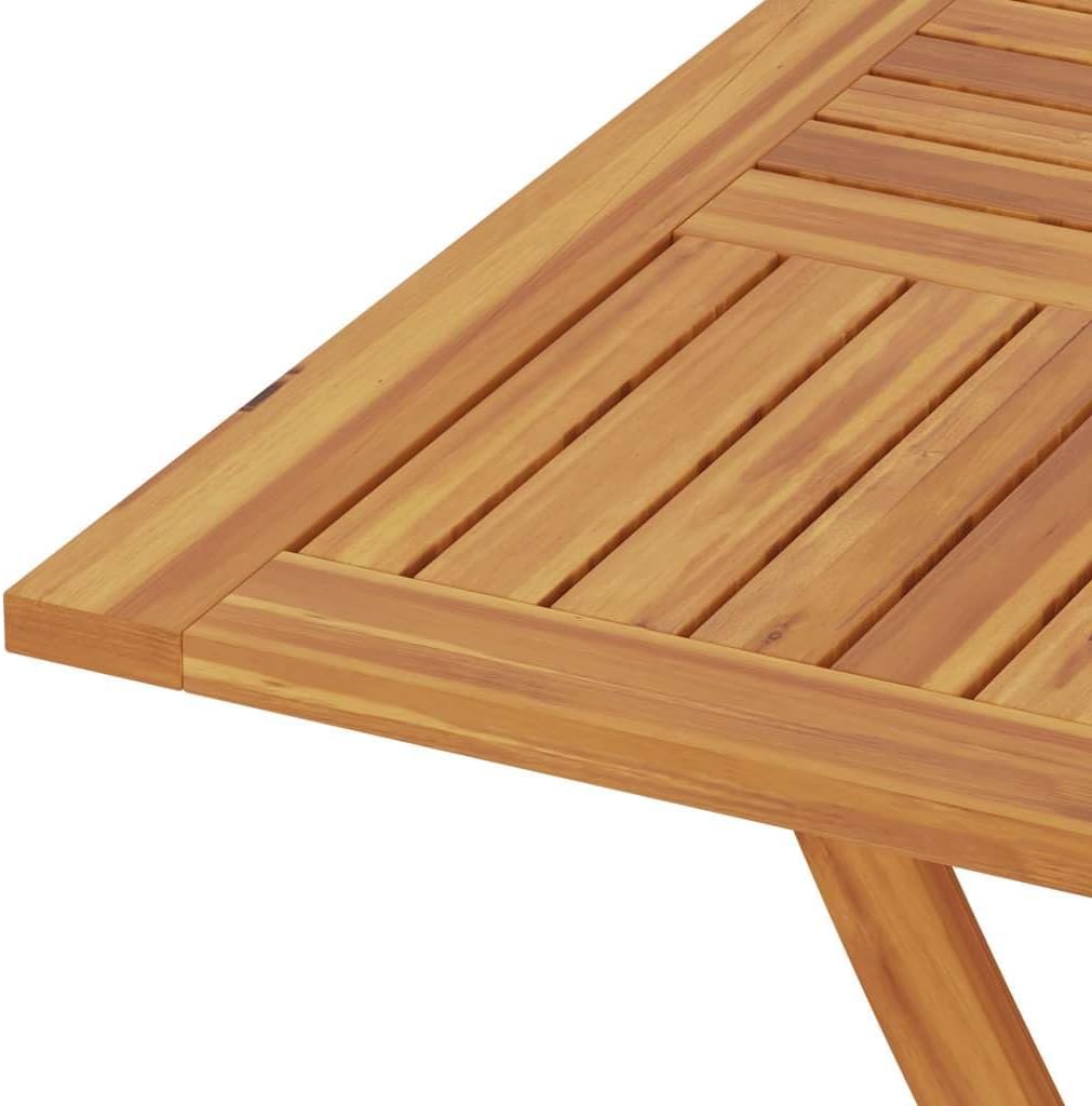 Garden Table Warm Brown Solid Teak Wood Folding Outdoor Patio Table Small Square Bistro Table 33.5 x 33.5 x 29.9 in for Garden and Terrace Use