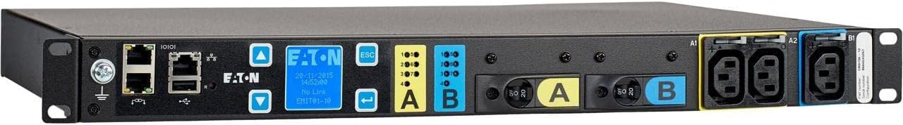 Eaton Electrical - EMAT08-10 - Eaton ePDU Managed 8-Outlet PDU - NEMA 5-15P - 8 x NEMA 5-15R - 120 V AC - 1.44 kVA - Network (RJ-45) - 1U - Horizontal Rackmount