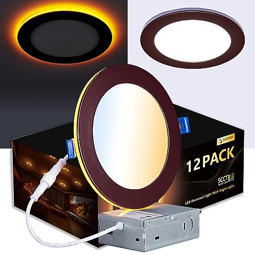 CycevSun 12 Pack Bronze Recessed Lighting 6 Inch with Night