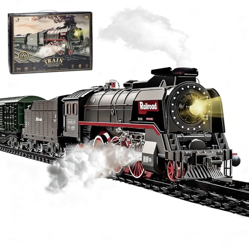 Tren Juguete, Tren Eléctrico Juguete Niños, Locomotora de Vapor Eléctrica con Humo Luminoso y Sonido, Cumpleaños para Niños Tren Juguete, Tren Eléctrico Juguete Niños, Locomotora de Vapor Eléctrica con Humo Luminoso y Sonido, Cumpleaños para Niños
