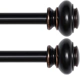 Picture of Turquoize Black Curtain Rods 2 Pack Window Curtain Rods for Windows 16.2 to 137.4 inch 3/4 Inch Adjustable Decorative Single Curtain Rod Set, Black Splicing Curtain Rods with Classic Finials, 2 Pack