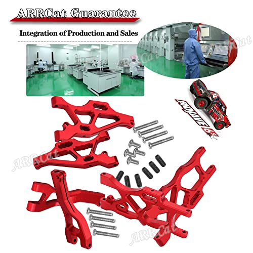Arrcat Rc Upgrades Part A Arms For Arrma 1/7 Mojave 6S Blx,6Pcs Aluminum Front & Rear Suspension A Arms Set,Rc Hops Up Rear Lower Swing Arm Set For Arrma 1/7 Mojave 6S Blx,Red #TOP5