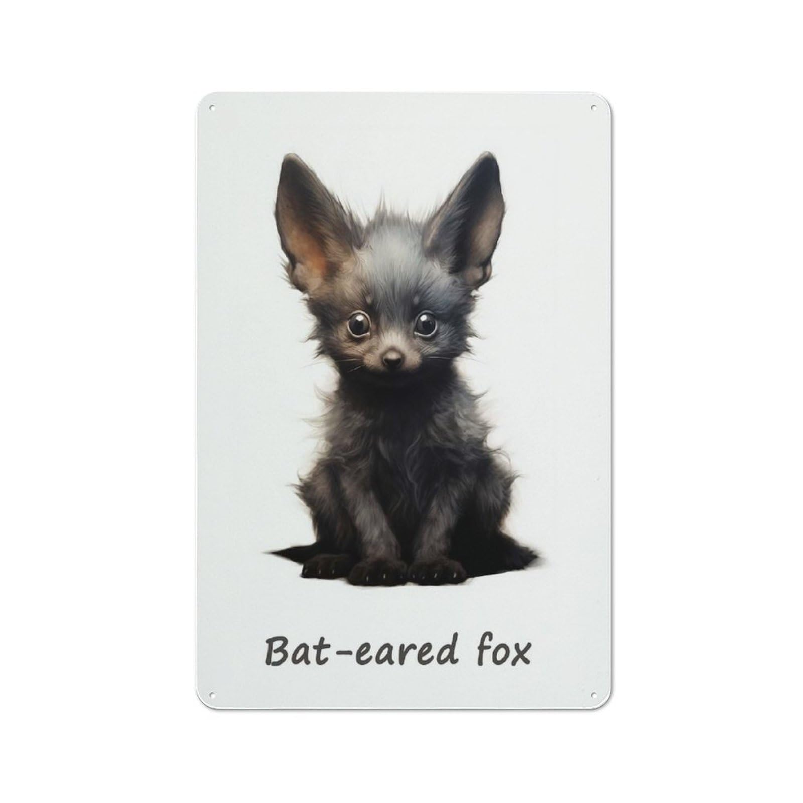 Junmoney Bat Eared Fox Vintage Tin Sign 30X20cm With For Living Room Or Hallway, For Living Room Decor Lovers