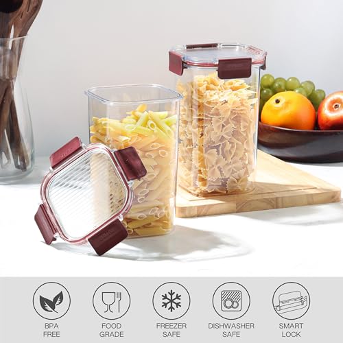 Image of CELLO Stacklock Square Pet Storage Jar for Kitchen Set of 2 Pieces, 1300 ml Brown | Freezer & Fridge Safe, Airtight Stackable Pet Kitchen Storage Box Jar Container Set for Beans, Whole Grains, Spices
