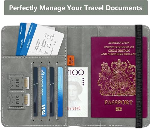 Image of CETLO Premium Passport Holder & Travel Wallet - RFID Blocking PU Leather Passport Cover & Document Organizer for Men & Women