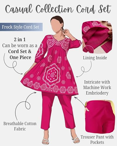 Image of Womanista Embriodery frock suit set for womens | coord set for womens cotton | co ord sets for women stylish | co ord sets for women casual wear