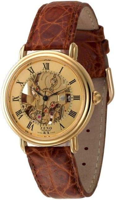 Zeno Watch Basel Mens Watch Analogue Mechanic with Leather Wrist Band ES95-Pgg-i6