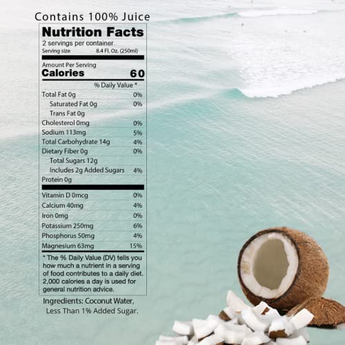 Coco Joy Natural Coconut Water, 100% Coconut Water, Fresh, Low-Calorie, High-Calcium, Nutrient-Rich Coconut-Water Drink With Electrolytes, Potassium, And Other Nutrients, 12 Pack #TOP2