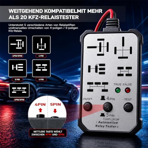 Comprobador de relés 12V 24V de coches y circuito inspector SUV 4