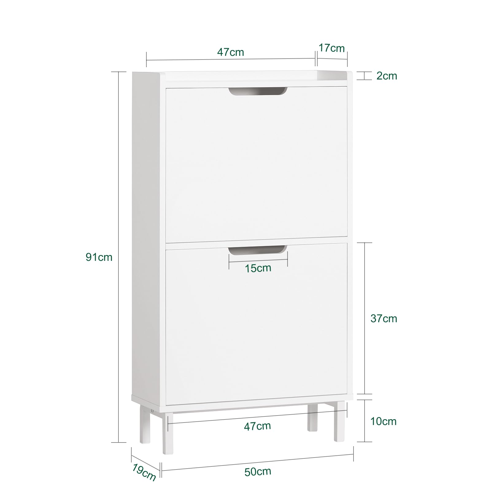 SoBuy Zapatero Estrecho Blanco con 2 Solapas Mueble Zapatero Entrada Recibidor, Armario Zapateros Estrecho de Madera para Pasillo Estrecho y Entrada, 50x19x91cm, Blanco，FSR151-W