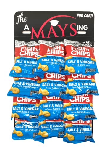 Burtons Daily Fish n Chips Salt & Vinegar Snacks Biscuits 12 x 40g on 'AMaysing' Pub Card