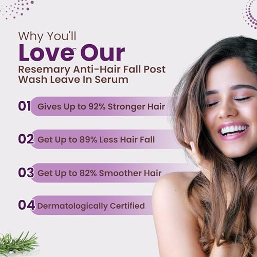 Image of SACRED HERBS Rosemary Anti Hair Fall Leave-In Serum | Rosemary & Tulsi | Up to 95% Stronger Hair | 95% Less Hair Fall | 95% Smoother | 95% Shinier Hair | For Men & Women | 50ml (Pack of 2)