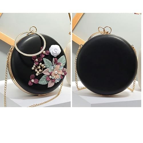 Ccbuy Round Flower Women Evening Clucth Bag Chains Shoulder Crossbody Bags Metal Handle Ladies Handbags (Color : Gray, Size : 1) #TOP1