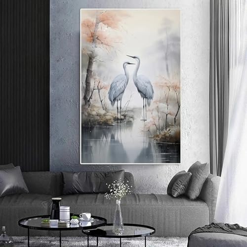 Toile héron peinture artistique affiche murale de haute précision 50x70 cm