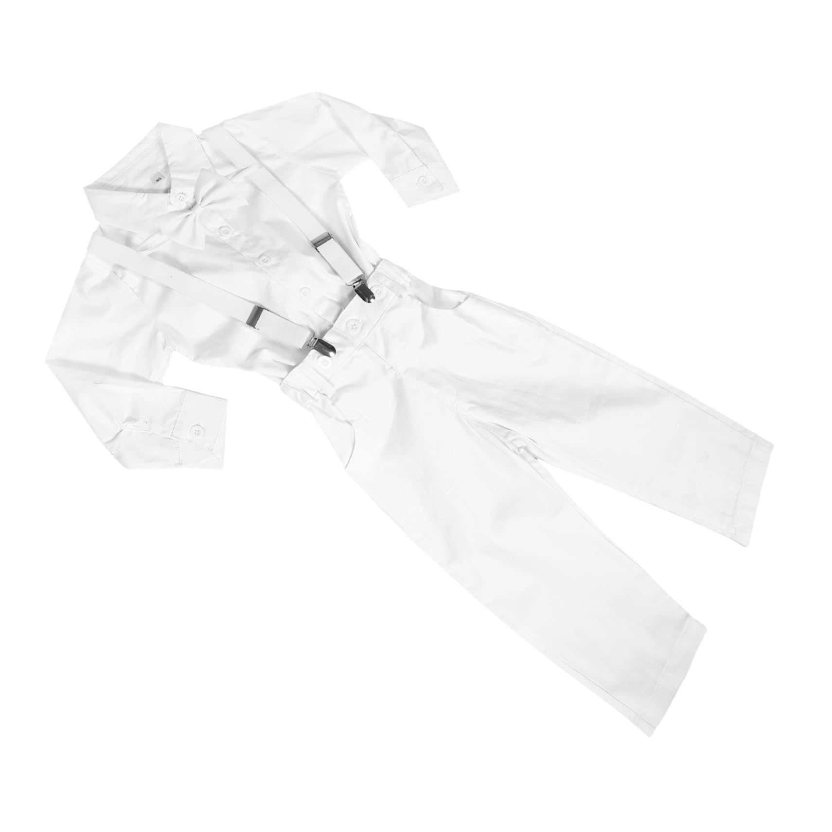 Beaupretty Garçon Cérémonie Chemise Manches Longues Blanche Pantalon à Bretelles Prince Tenue Baptême Confortable et Facile à Enfiler